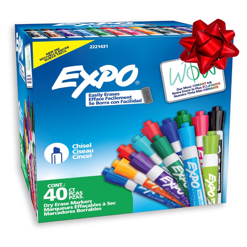 EXPO Dry Erase Markers, Low Odor Ink, Assorted Fashion Colors, Chisel Tip, 40 Count - Whiteboard, Essential Supplies for Office, School, Classroom, Teachers - Image 1